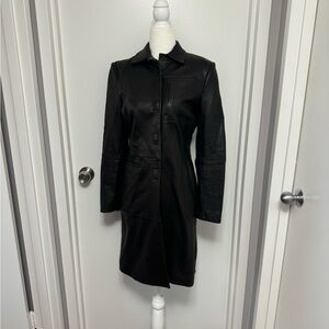 Gorgeouslamb skin , leather knee length trenchcoat, XS